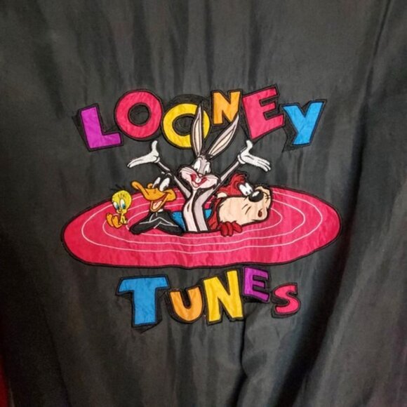 Vintage Looney Tunes Men's Light Jacket Size Medium Black American Characters - Picture 4 of 7